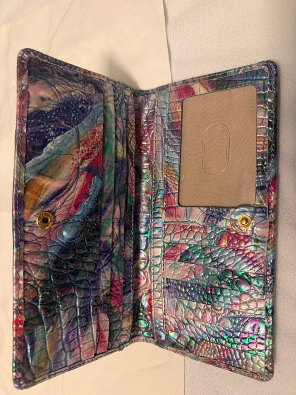 Brahmin Iridescent Multi-Color Croc-Embossed Crossbody and Wallet Set - Picture 6 of 9